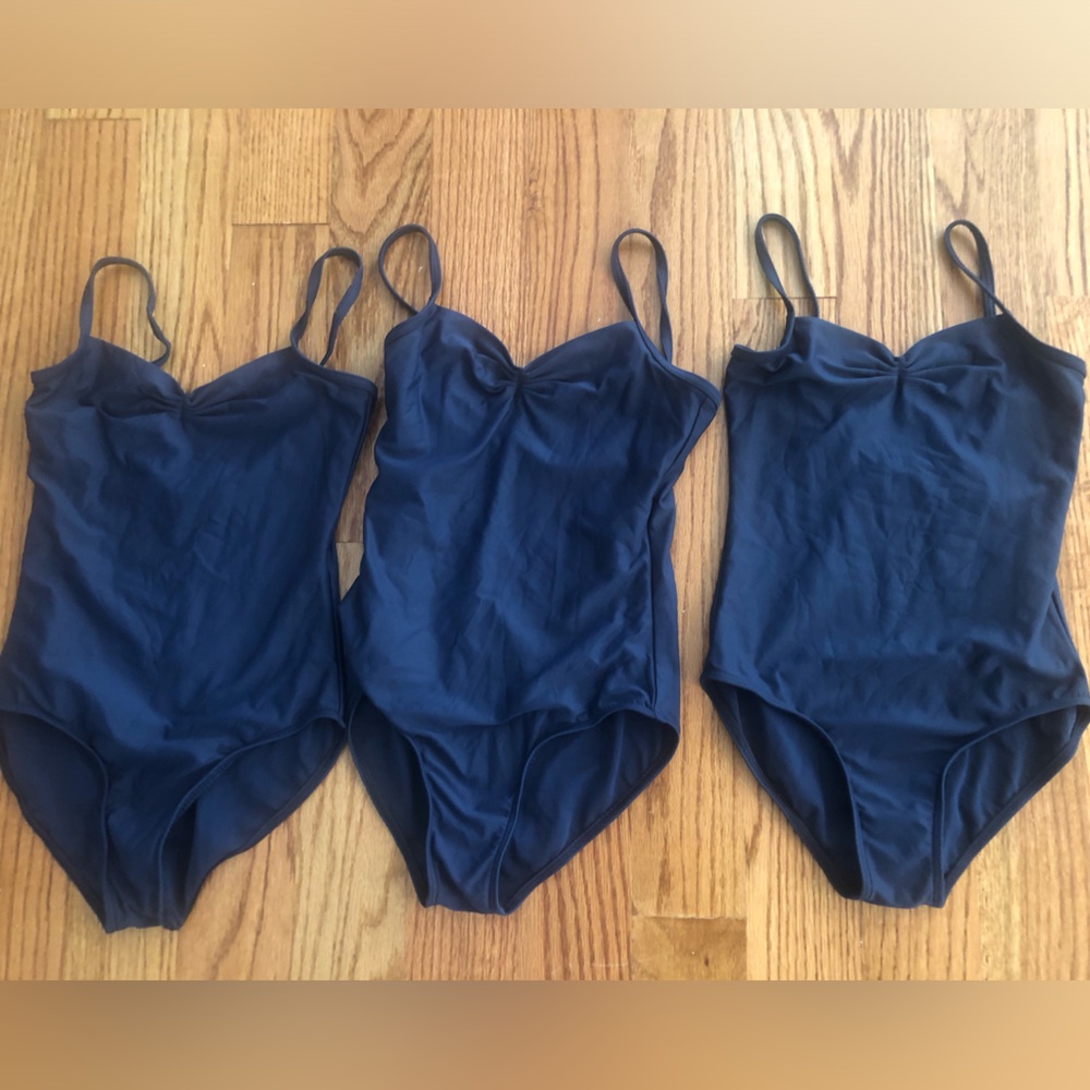 3 navy blue Wear Moi leotards. In perfect condition!